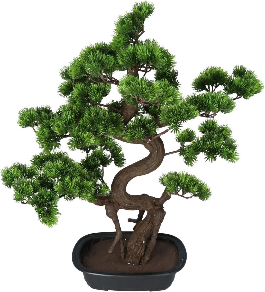Bonsai kunstplant 65 cm dennen met zwarte pot - onderhoudsvrij - voor thuis en kantoor - jarenlange schoonheid - SnelShoppen
