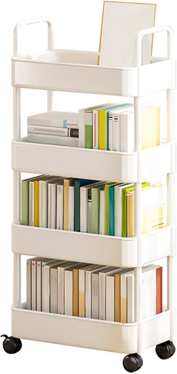 Opbergkar | Utility Cart On Wheels | 3/4 Tier Rolling Organisatie | met Handvat en Wielen, Multifunctionele Opslag voor Keuken Woonkamer