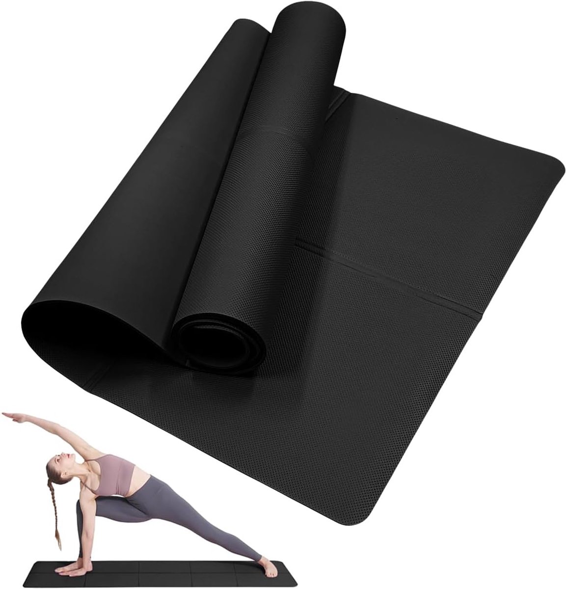 yogamat voor dames en heren, NIUAWASA draagbaar, 3 mm EVA-oefening, fitnessstudio, deurmat voor fitness, yoga, pilates, training, camping, outdoor, reizen
