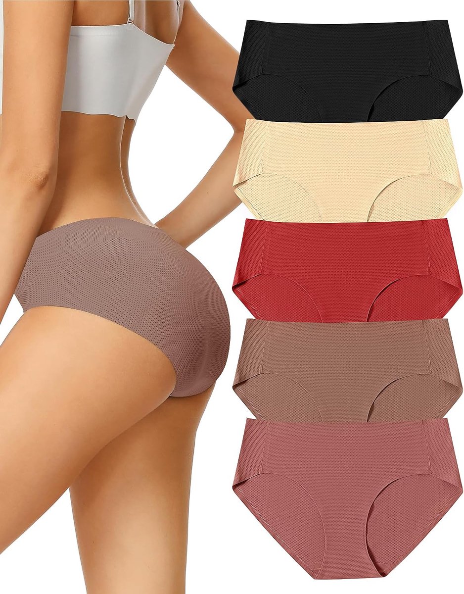 Naadloos Ondergoed Dames, Seamless Underwear Women Hipster | 5-Pack Slip Voor Vrouwen,Naadloze Onderbroek,Invisible Bikini No Show Panties,Lage Taille,Ademend
