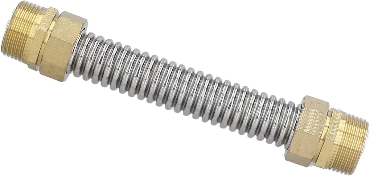 Ribbelslang, roestvrije golfslang, balbuis, staal, flexibele verbindingsslang voor airconditioning, DN25-buitendraad, golfbuis, 20 cm