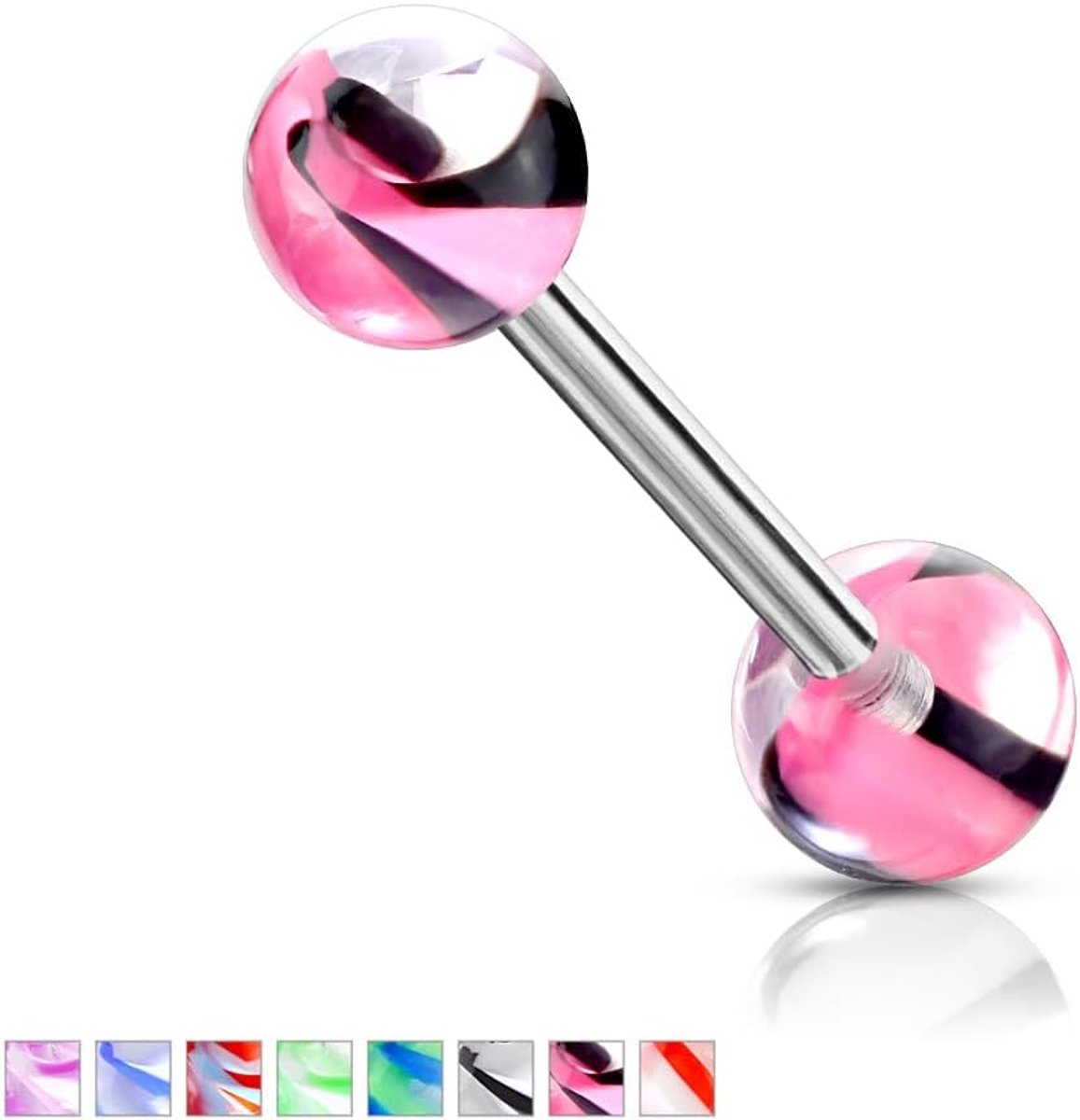 Gemarmerde acrylballen 6 mm zilver universele piercing chirurgisch staal Barbell-s staaflengte 16 mm