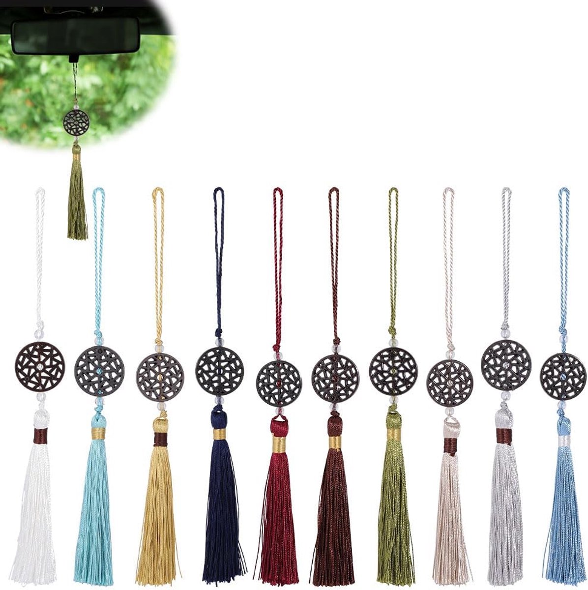 10 stuks 20 cm zijdeachtige sleutelkwasten accessoires 10 kleuren sleutelhangers bedels polyester kwast voor doe-het-zelf handwerk geschenk maken Kerstmis bruiloft gordijn decoratie