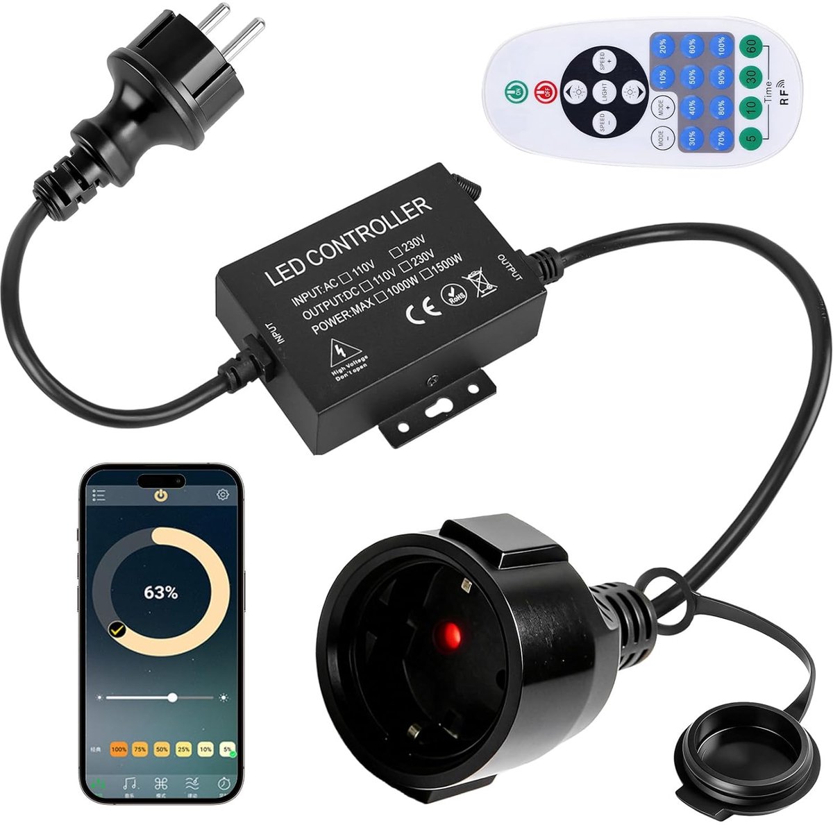 LED fairy lights dimmer 1500 W - afstandsbediening met 23 toetsen - timerfunctie - SnelShoppen
