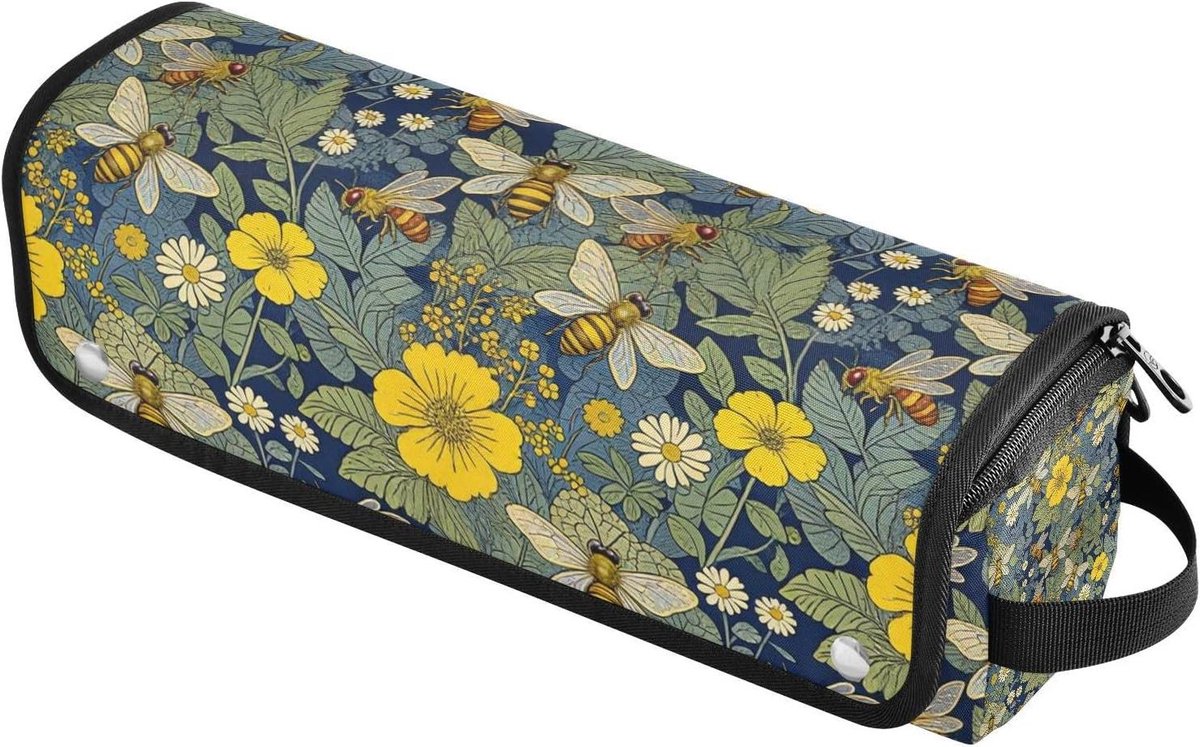 Haargereedschap Organizer - Reistas Stijltang - Styling Tools Opbergen - Hittebestendige Mat - 37 cm - Botanisch Bijenpatroon