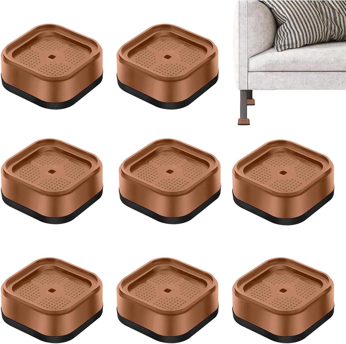 meubelverhogingen 8 stuks - stapelbaar 7 × 7 cm - polypropyleen - betrouwbare grip voor meubels - SnelShoppen