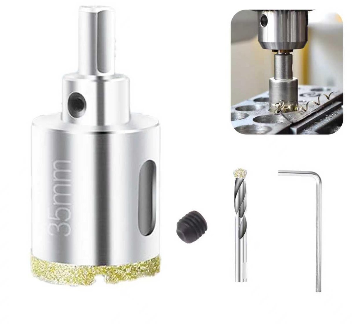 Diamantboor 35mm - Voor marmer, keramiek, glas - Precisie en duurzaamheid - Ideaal voor nauwkeurige gaten - SnelShoppen