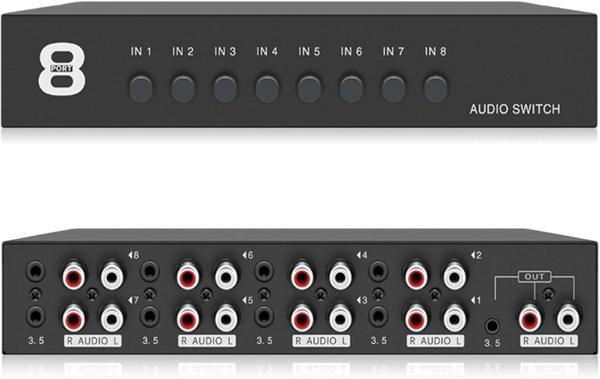 Audio Switch 8-in-1 - 3.5mm en RCA L/R - Metaalbehuizing - Eenvoudige installatie - SnelShoppen