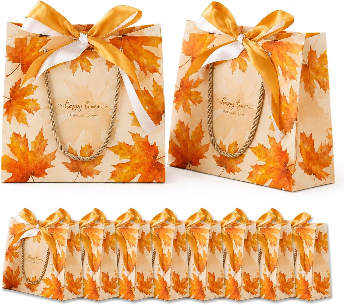 Cadeautasjes 10 stuks - kleine geschenkverpakkingen - esdoornbladpatroon - herfstdecoratie voor Thanksgiving - SnelShoppen