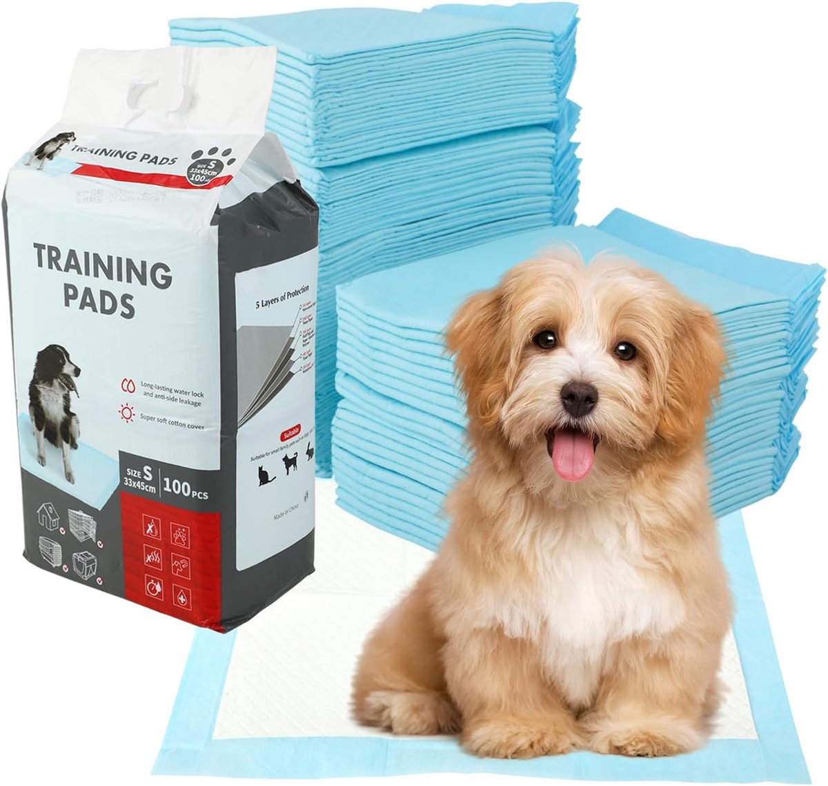 Puppy training pads 45×33 cm - 6-laags ontwerp - Lekvrij & snel drogend - Ideaal voor puppy toilettraining - SnelShoppen