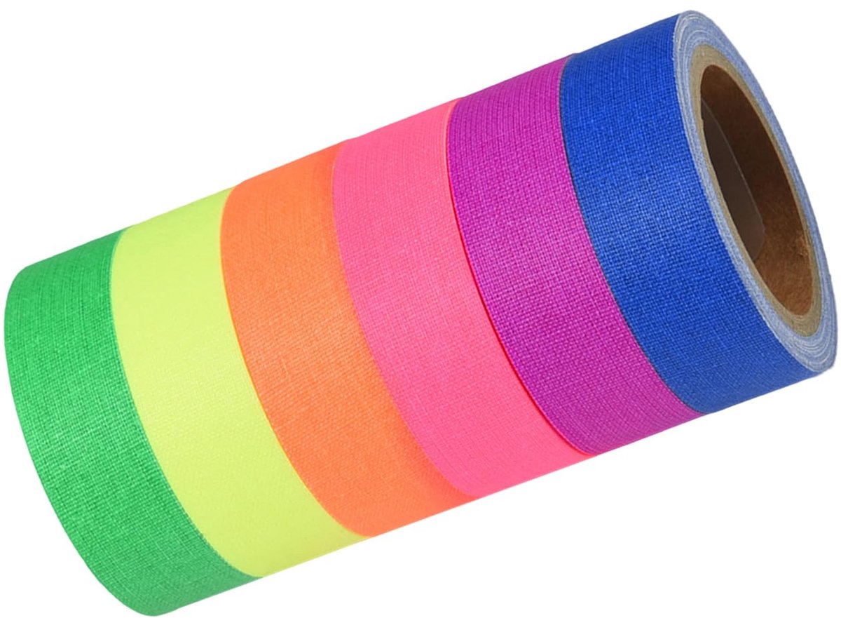 Fluorescerend neonlint 6 rollen - UV-reactief - 6 kleuren - Perfect voor handwerk en decoraties - SnelShoppen