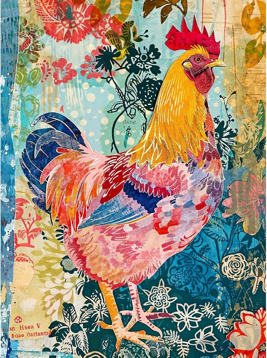 Verf op nummer schilderij voor volwassenen - Haan bloemen schilderij 30 x 40 cm - Perfect voor beginners - SnelShoppen