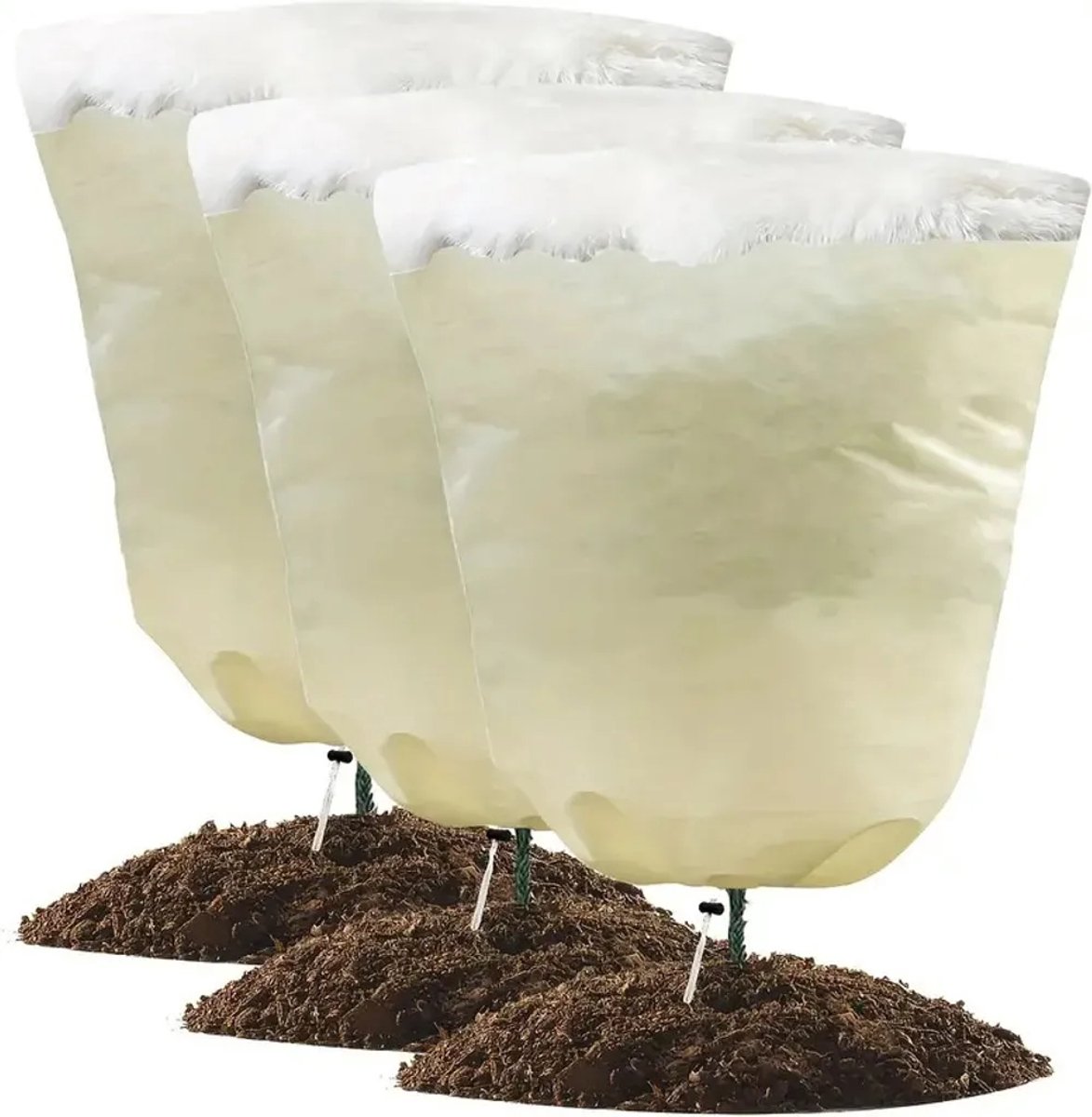 Set van 3 plantenhoezen, plantenbescherming Geschikt voor de winter, warme winterbeschermhoes tegen vorst, beschermende deken Geschikt voor buitenplanten, vorstbescherming Geschikt voor levende planten, struiken en fruitbomen.