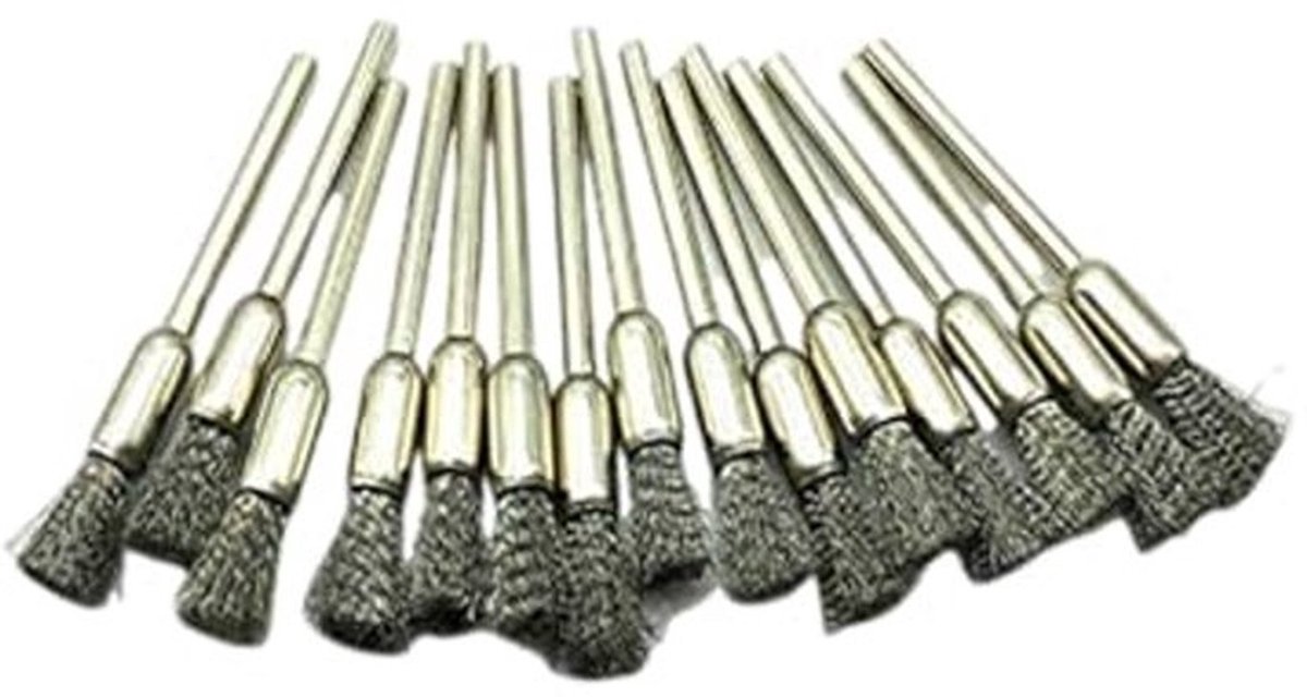 Draadborstels, staaldraadborstel, staaldraadborstel, polijstwielen, set voor roterende gereedschapsboor, 3-modus (15 stuks potlooddraadborstel)