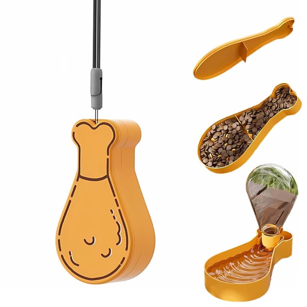 Draagbare reisvoerbak, waterfles en wandelaccessoires voor kleine honden en katten – Waterflesset voor huisdieren. Machinewasbaar.