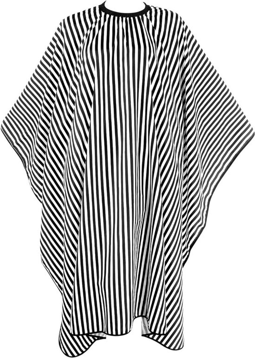 Kapperscape 160x140cm met drukknoop verstelbare nek voor vrouwen en mannen kapsalon zwart-wit gestreept - 18-pack