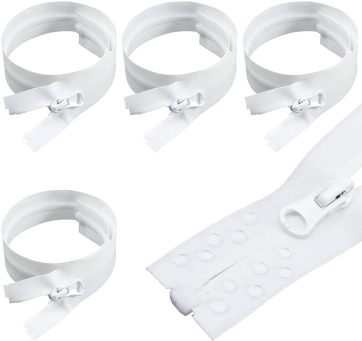 5 rollen Witte Onzichtbare Rits Bulk 43 cm Nylon waterdichte Scheiding Zware Naaien vervanging Spoel Ritsen met Puller Sliders Voor DIY Ambachten Kleertassen Levert