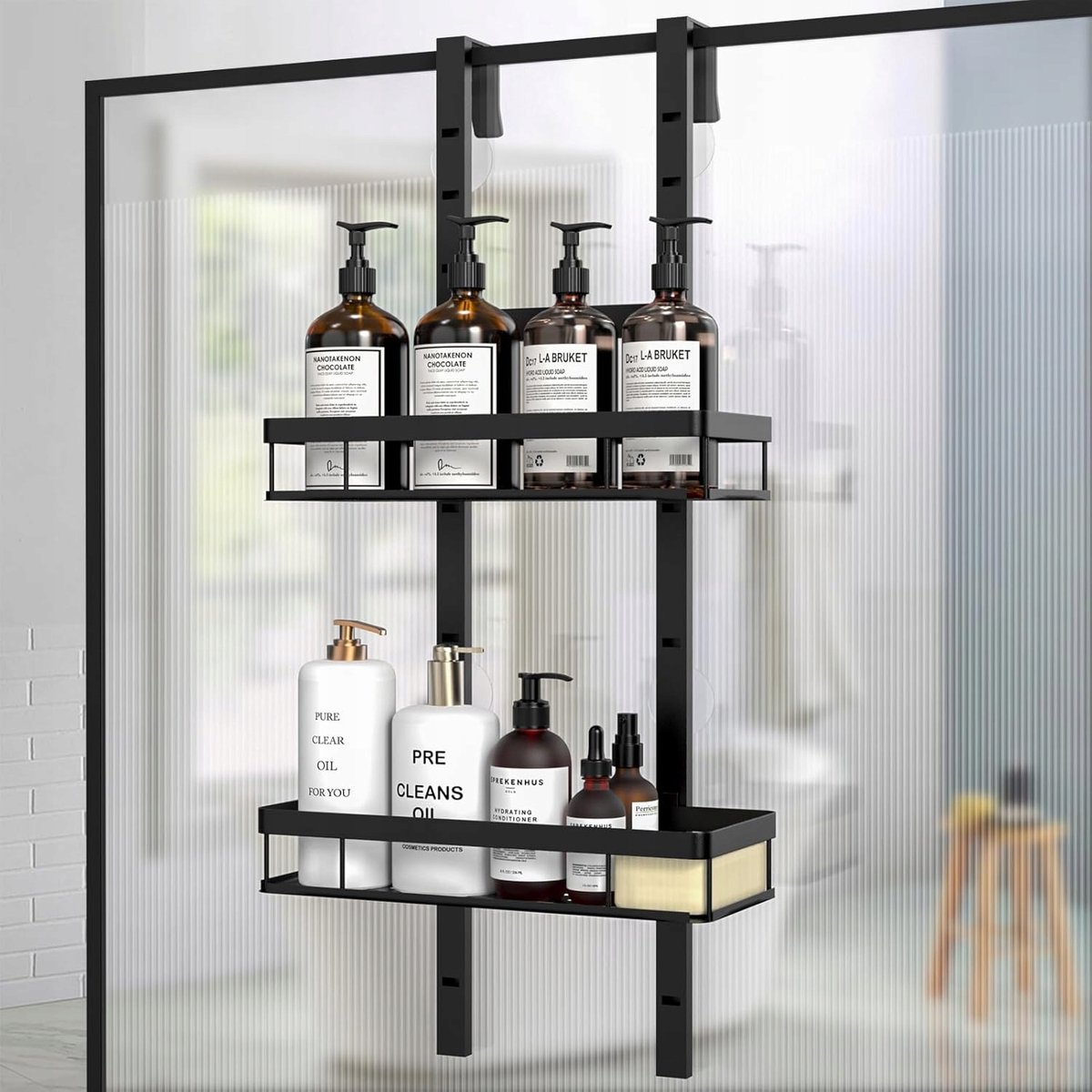 Merkloos Merkloze Douche Organizer - 2-laags, Zwart, Zonder Boren