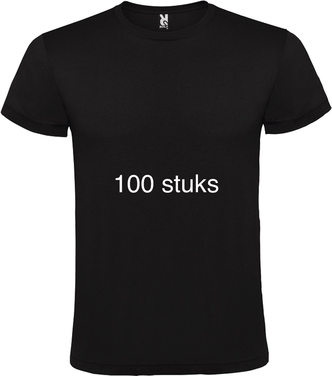 100 stuks voordeel pack Zwarte basic t-shirts Roly Atomic maat 4XL