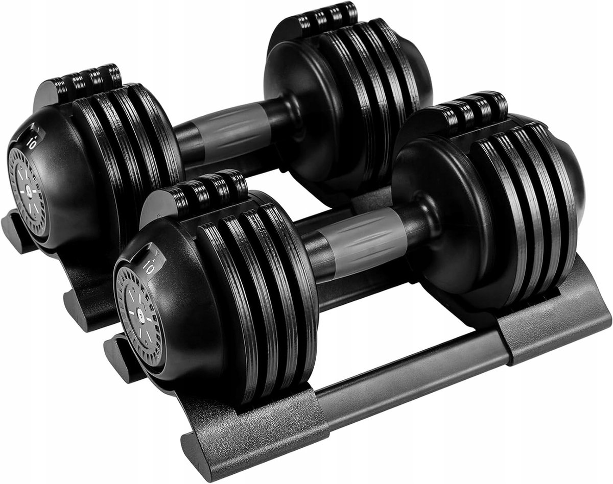 Merkloos Verstelbare dumbbellset 5-in-1: 1,5-10 kg per stuk, compact en lichtgewicht