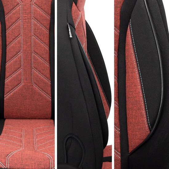 Autostoelhoezen voor Fiat 500 BJ vanaf 2007 – Stoelhoezen voor bestuurder en passagier in Zwart/Rood