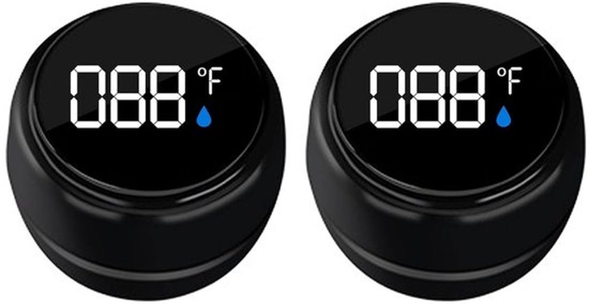 Waterthermometer - 2 stuks - Watertemperatuurmeting - Fahrenheit waterthermometer - 4,4 x 3,1 cm - Badkuipthermometer - Oplaadbaar - Drijvende waterthermometer - Geschikt voor ijsbaden en zwembaden - Zwart