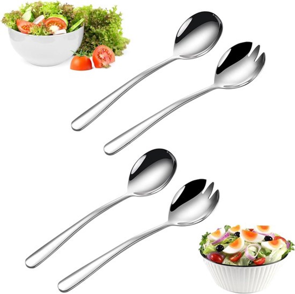 Set van 4 Roestvrijstalen Saladebestek - Serveerbestek voor Salades