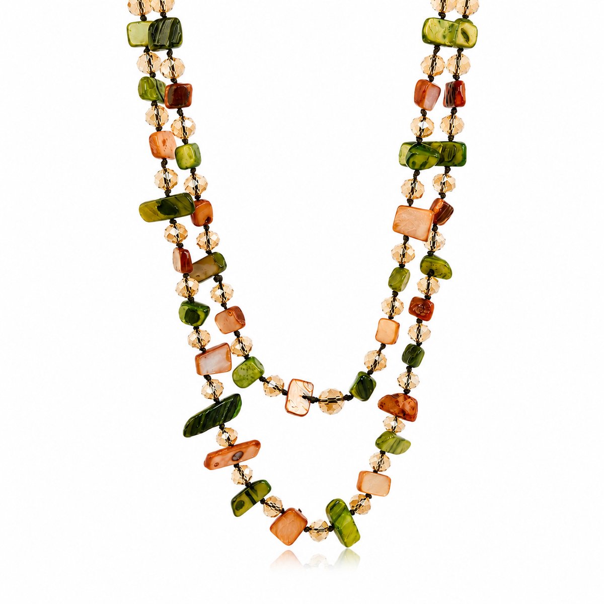 Helin Life Damesketting van natuursteen 120 cm – Lange bohemienstijl ketting met kralen – Te dragen als lange ketting, dubbele ketting of armband – Cadeau