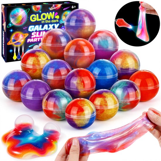 Wootoy Slijm Set - 24 Stuks Galaxy Slime Ball Feestartikelen - Squishy Slijm Kinderspeelgoed - Cadeau Meisjes - Kinderverjaardag Verjaardagscadeau Jongens
