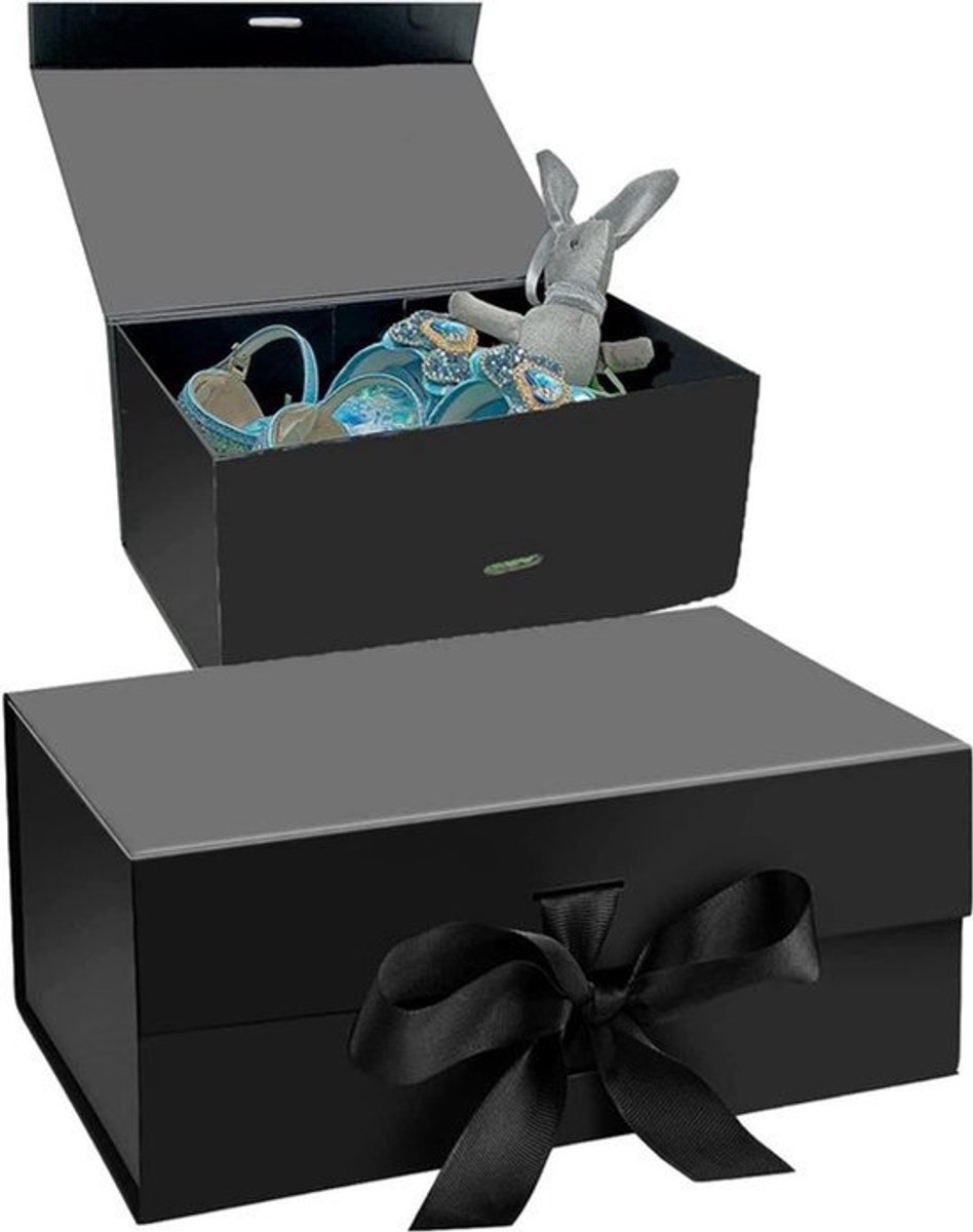 Herbruikbare Zwarte Geschenkdoos met Strik - 23 x 17 x 7 cm