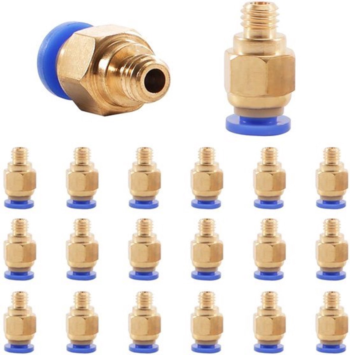 20 stuks PC4-M6 pneumatische connectoren voor PTFE-slang - snelverbinder voor 3D-printers en pneumatische systemen