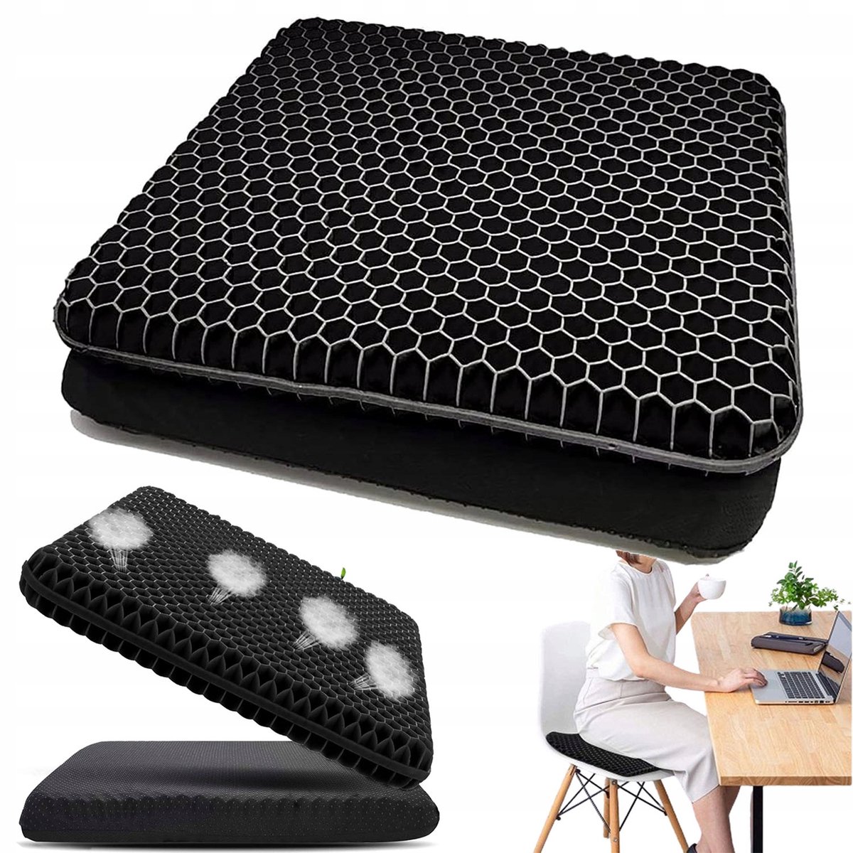 Ergonomische Gel Kussen voor Stoel, Auto & Kantoor - Comfortabel & Ademend