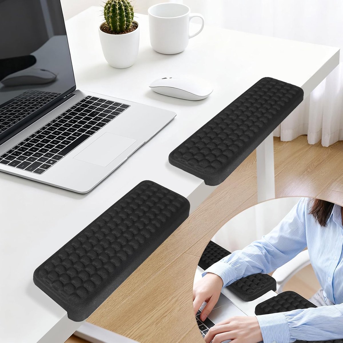 2 Pcs Wrist Rests Keyboard, L Shaped Elbow Rest, Desk Hand Rest, Ergonomic Wrist Rest, Non-Slip Edge Protection - ShopVlot