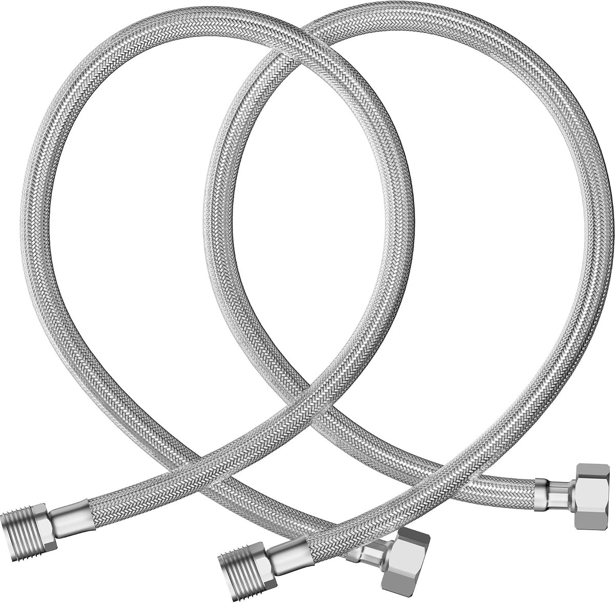 Flex Hose, Pack of 2, 3/8 Inch IG x 3/8 Inch AG Hose, Swivel Nut, Both Side, Connection Hose, Fixture, Connecting - ShopVlot