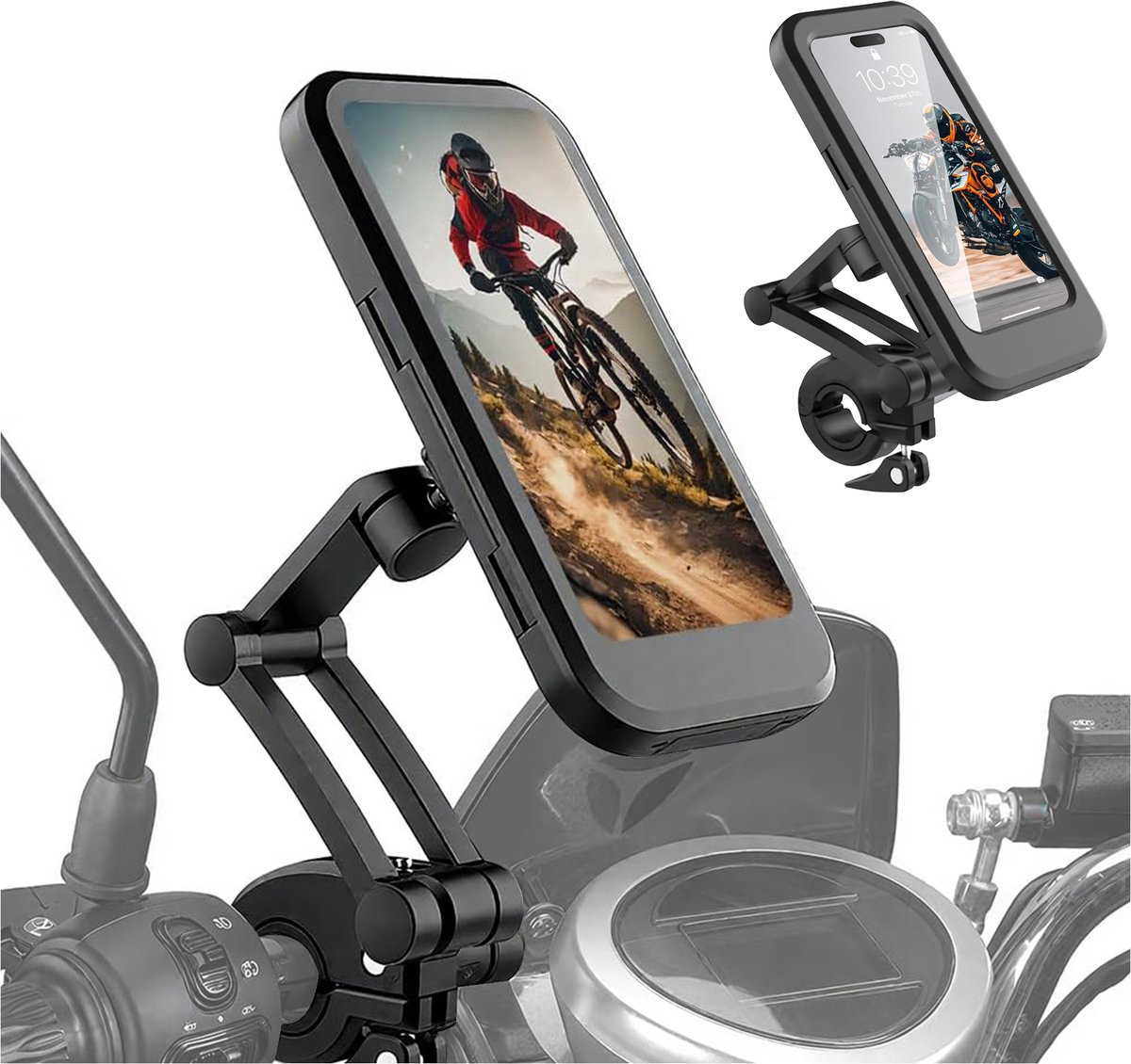 Telefoonhouder Fiets - Magnetisch - Stuurbevestiging - Waterdicht - fietstelefoonhouder voor smartphones van 4,7-6,8 inch - 360 Graden Draaibaar - Anti-Schok - Universeel - Zwart