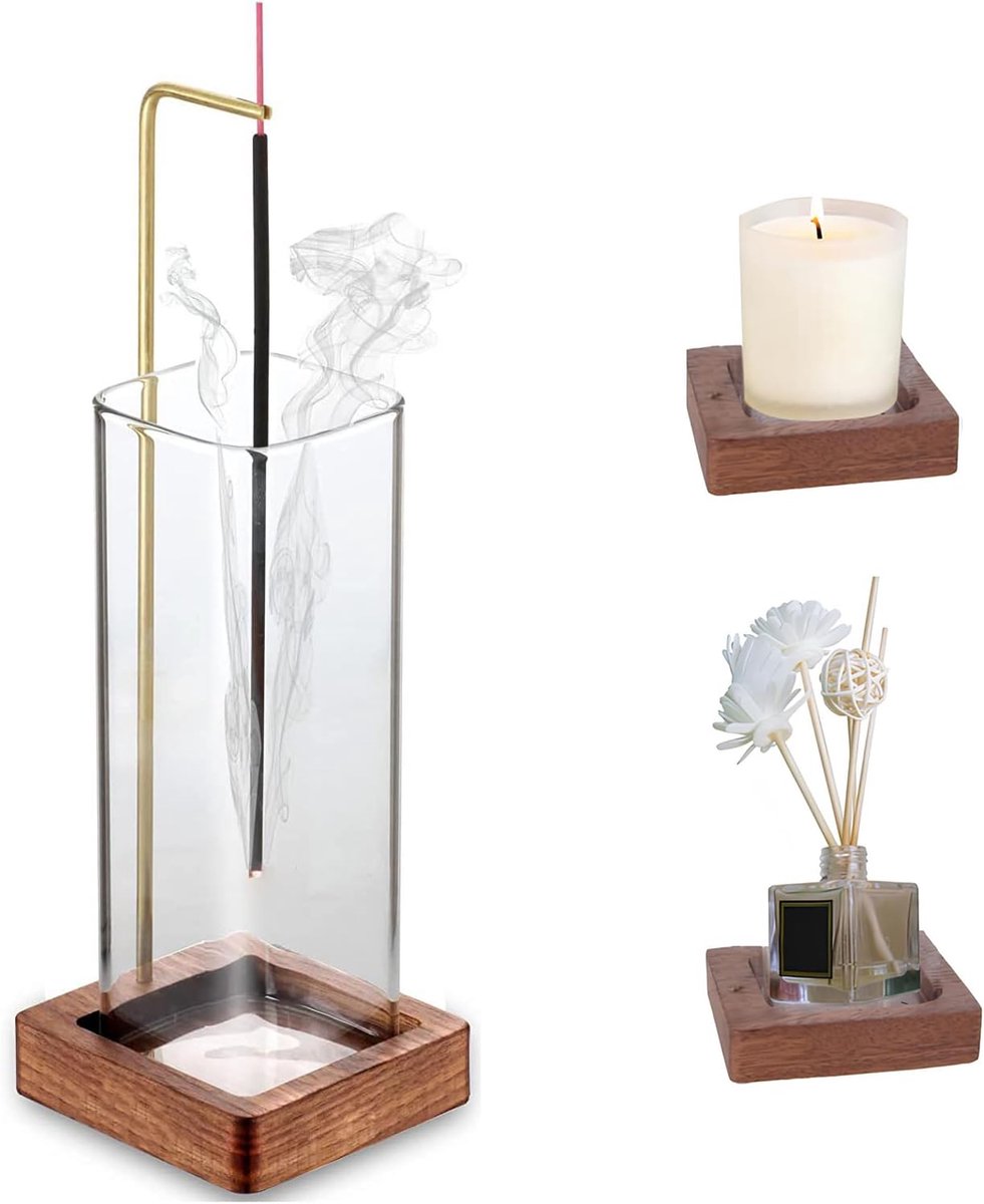Incenshouder voor stokjes - houten design - met geurige asopvang - ideaal voor ontspanning - ShopVlot