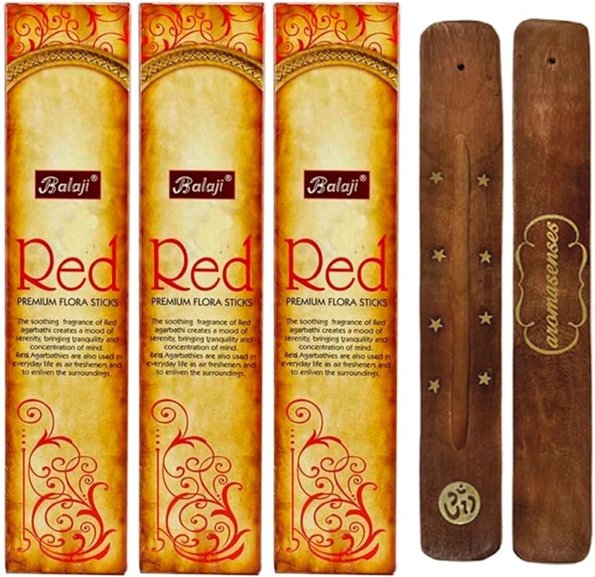 Wierookstokjes set van 3 - Rode Balaji Masala - Natuurlijke geur - Voor meditatie - ShopVlot