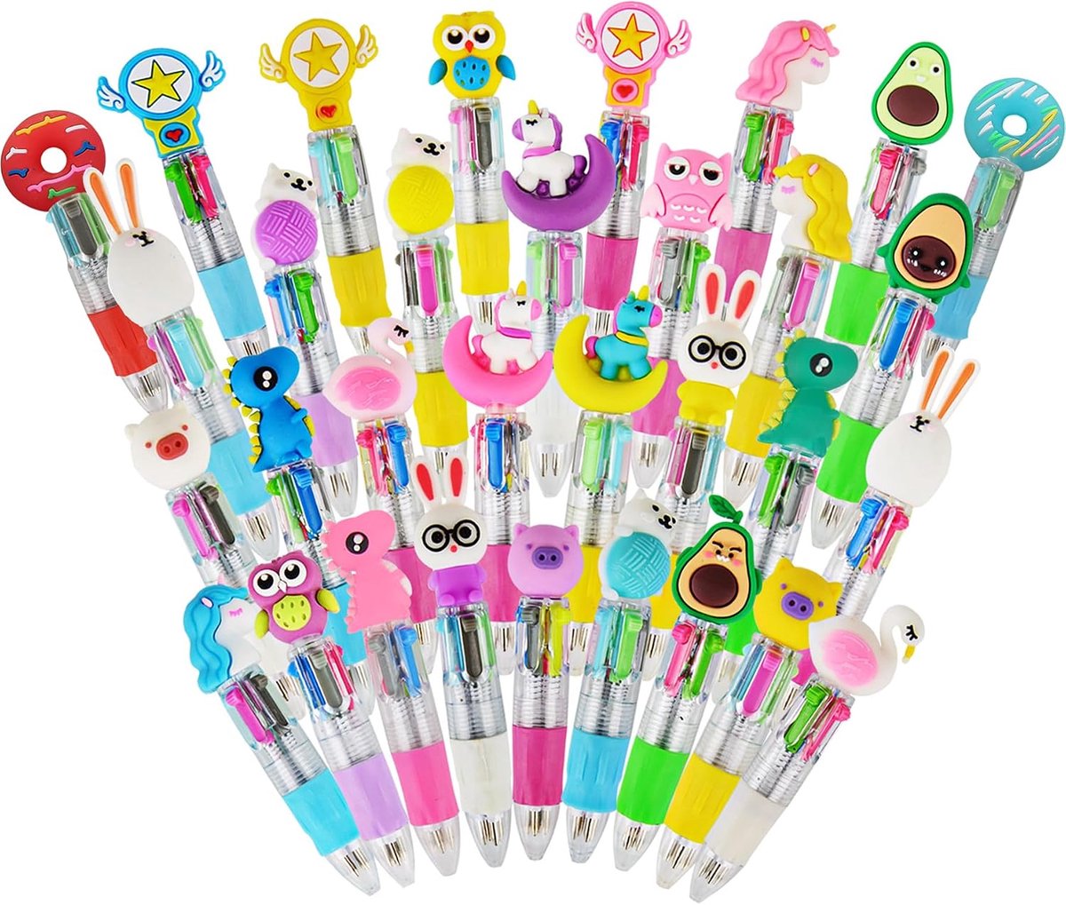 Kinderpennen voor feesttassen - verpakking van 32 veelkleurige cartoonpennen - schattig ontwerp - ShopVlot