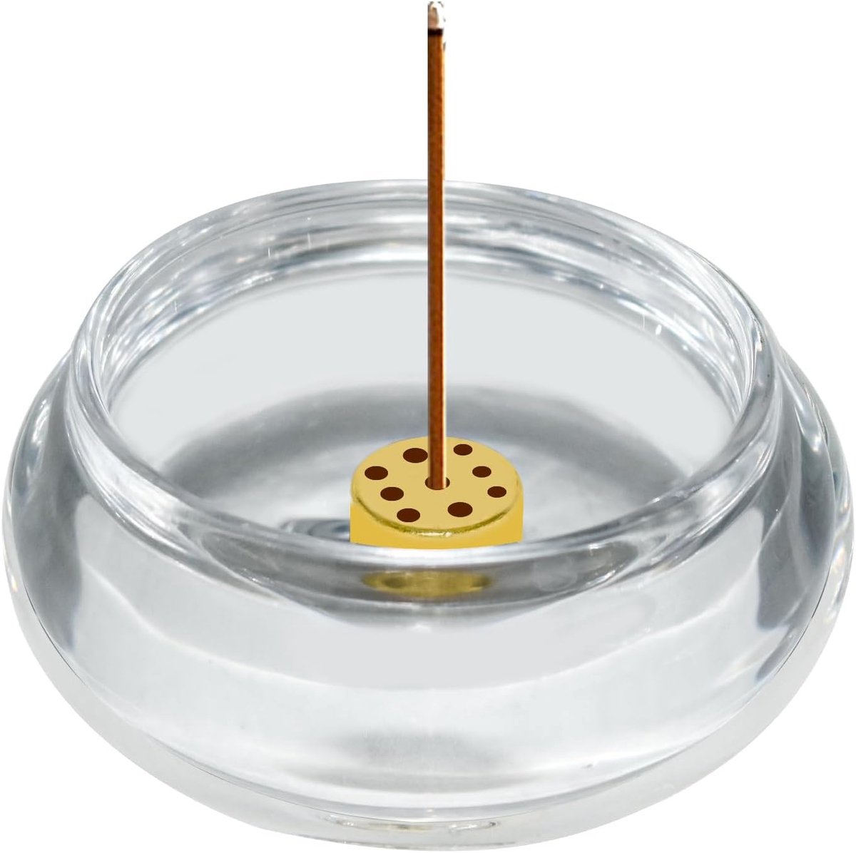 Wierookhouder voor stokken - geglazuurd wit - messing 9 gaten - ideaal voor meditatie - ShopVlot