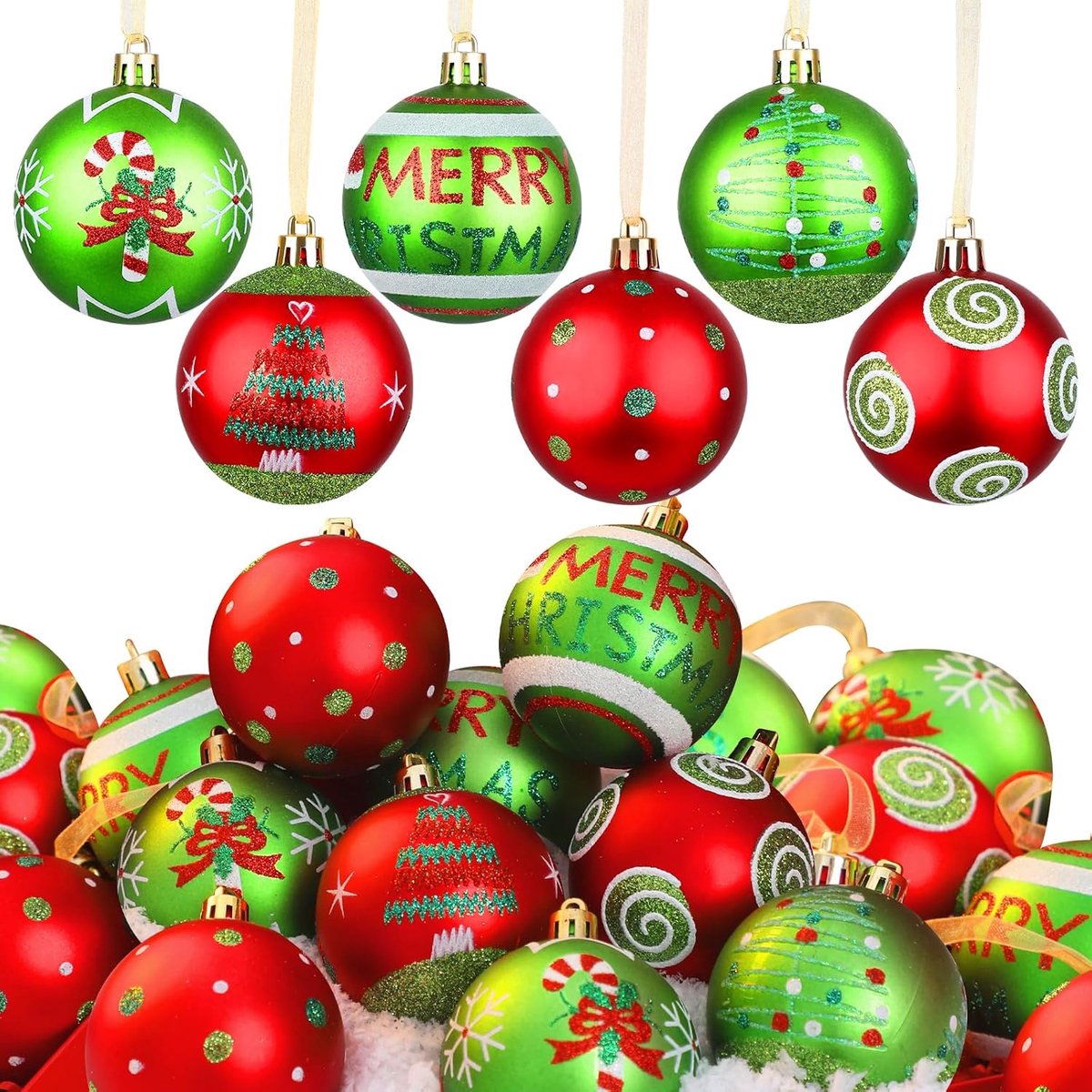 Kerstballen 30 Stuks - Glitterende Elf Ballen - Rood Groene Decoratie - Perfect voor Tuin en Vakantie - ShopVlot