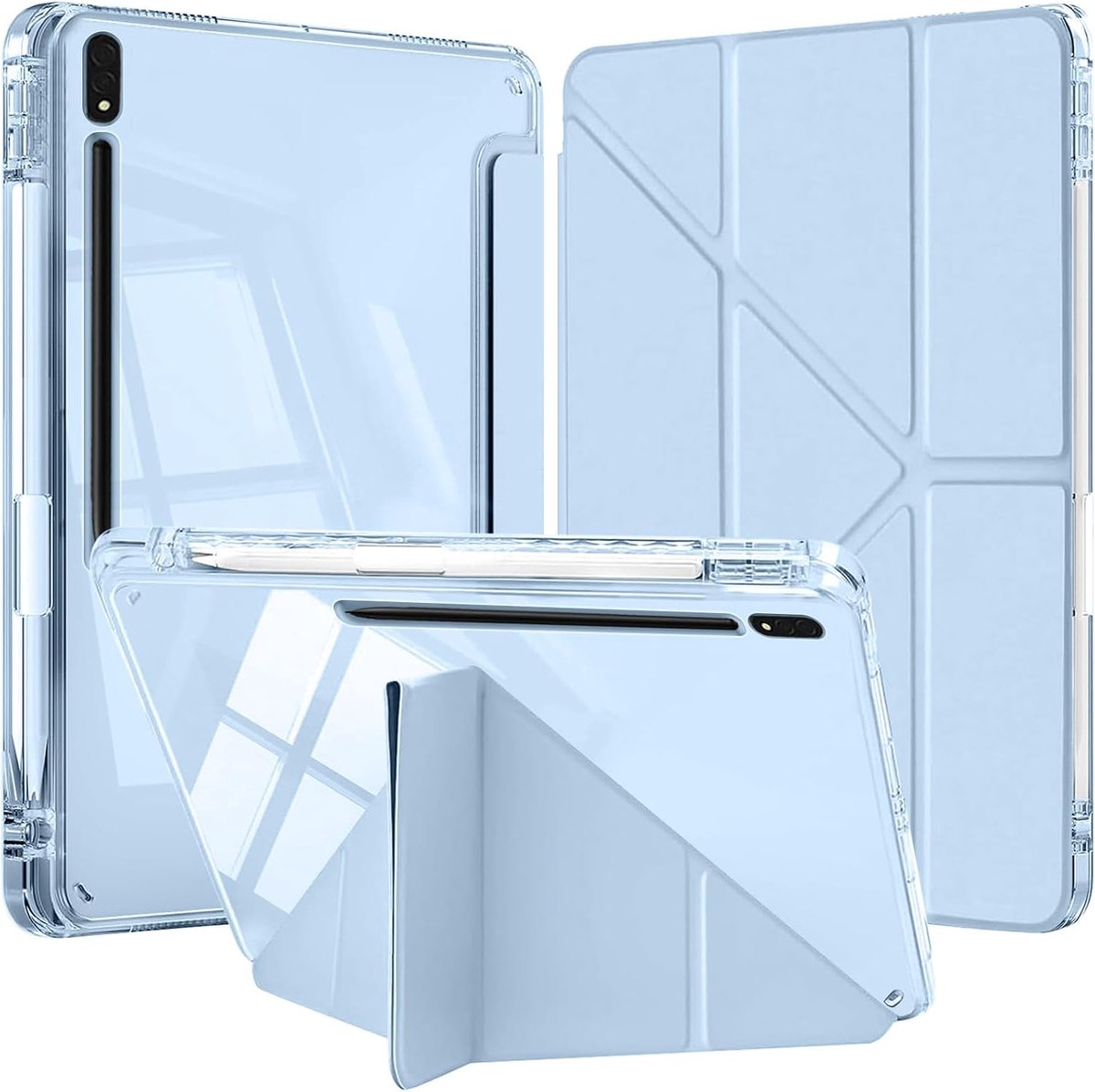 Hoesje voor Galaxy Tab S8 Plus/S7 FE/S7 Plus 12.4" - Hemelsblauw - Slanke doorzichtige beschermhoes - ShopVlot