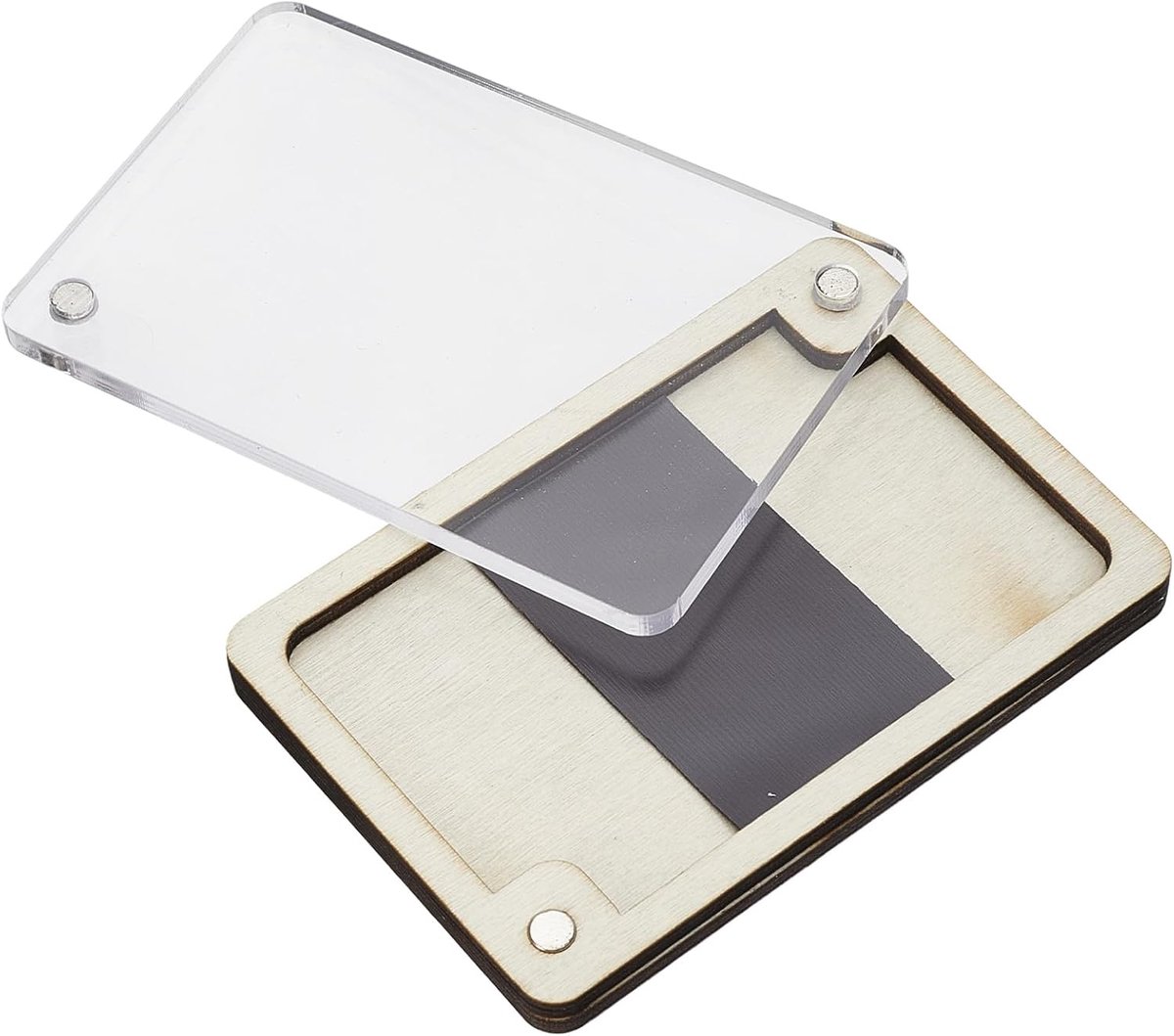 Magnetische naaldenetui 9 x 6 cm - Houten opbergdoos met transparant deksel - Magneetsluiting - ShopVlot