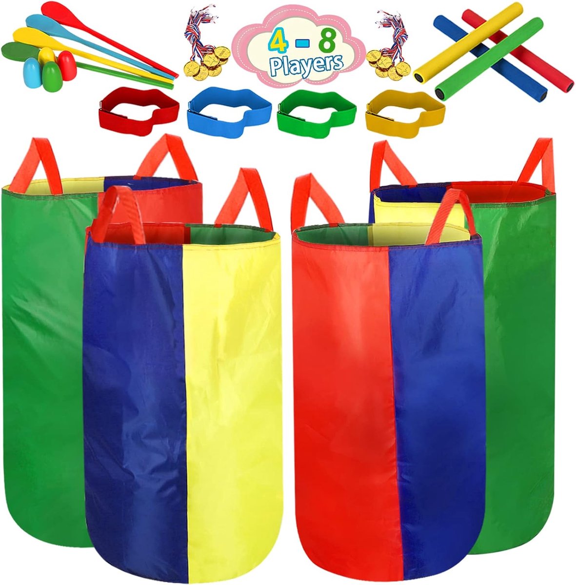 Sportdag set aardappelzakken - 32 stuks - buitenspellen - plezier voor het hele gezin - ShopVlot