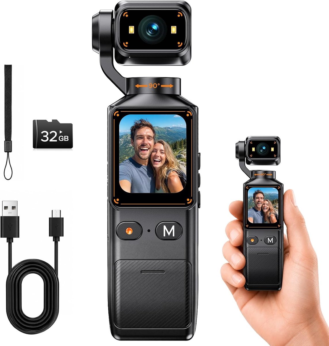 2K vlog camera met 360° draaibare lens - mini bodycam - 7 uur batterij - ideaal voor reizen - ShopVlot
