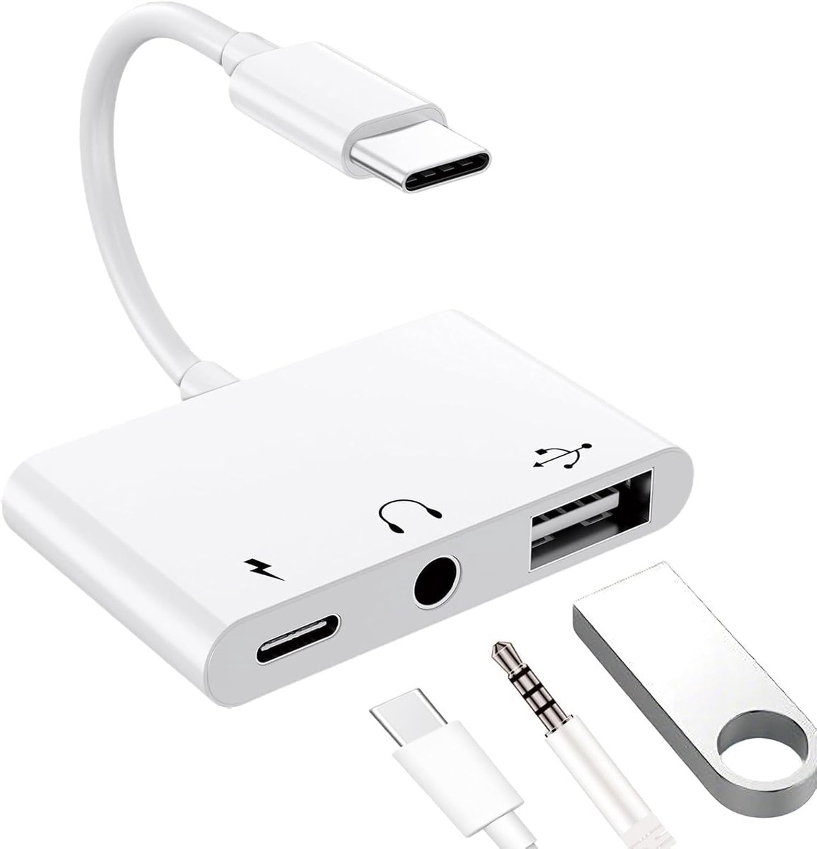 USB C naar USB adapter 3-in-1 - audio, opladen, PD - ideaal voor Type-C apparaten - ShopVlot