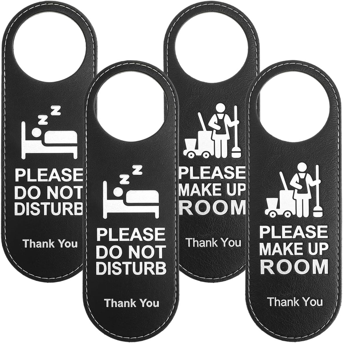 Deurhanger 4pcs - Leren privacy bord - Dubbelzijdig ontwerp - Ideaal voor hotel en dormitory - ShopVlot