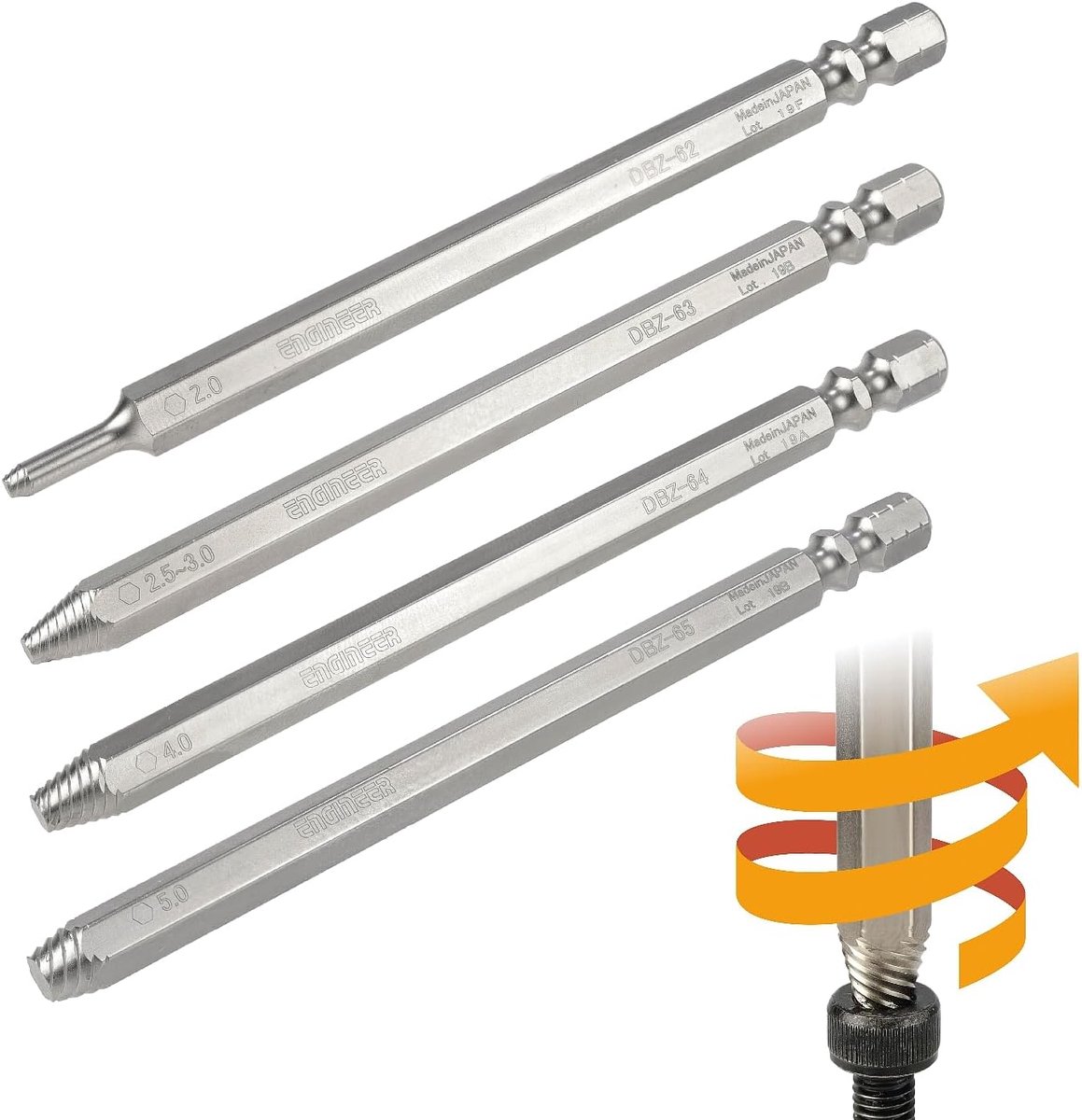 Schroef extractor set - 4 maten - voor het verwijderen van beschadigde schroeven - eenvoudig in gebruik - ShopVlot