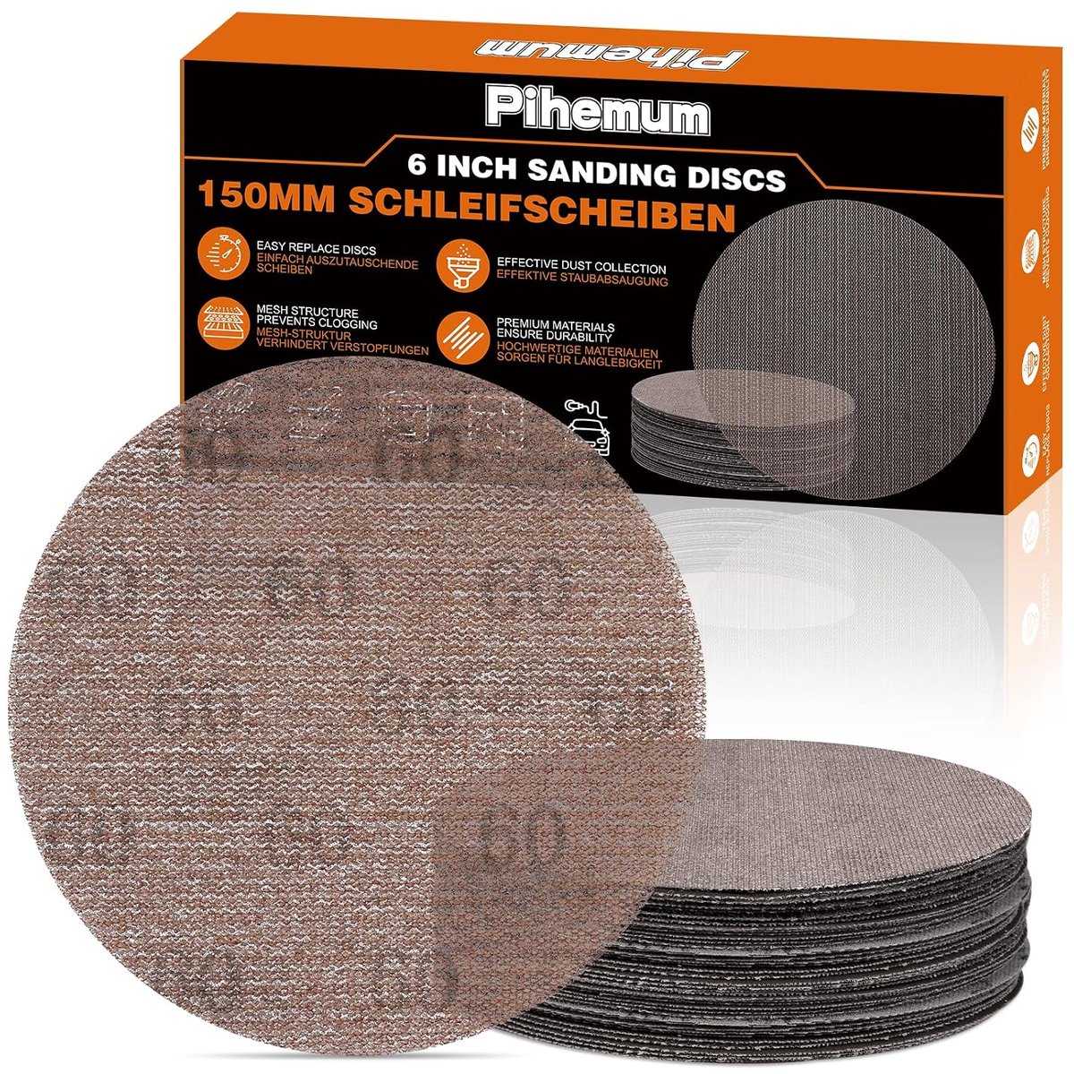 Schuurschijven 150 mm - Klittenbandschuurpapier - Korrel 60 - Voor excentrische schuurmachine - ShopVlot