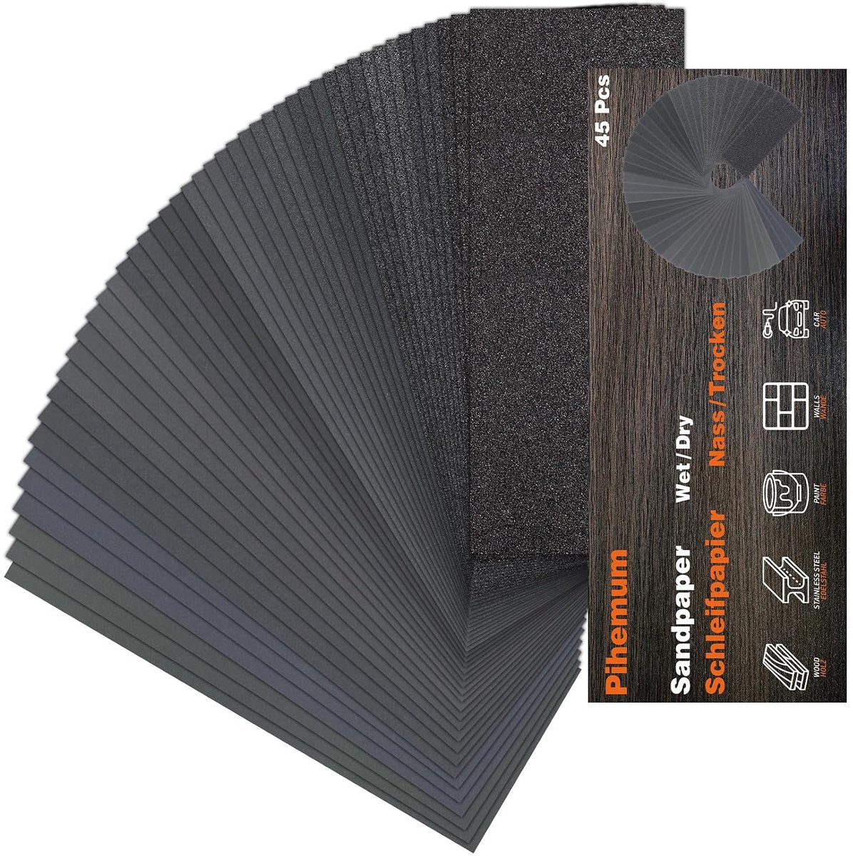 Schuurpapier 9 x 3.6 Inch - 15 verschillende korrelgroottes - Geschikt voor nat en droog gebruik - ShopVlot