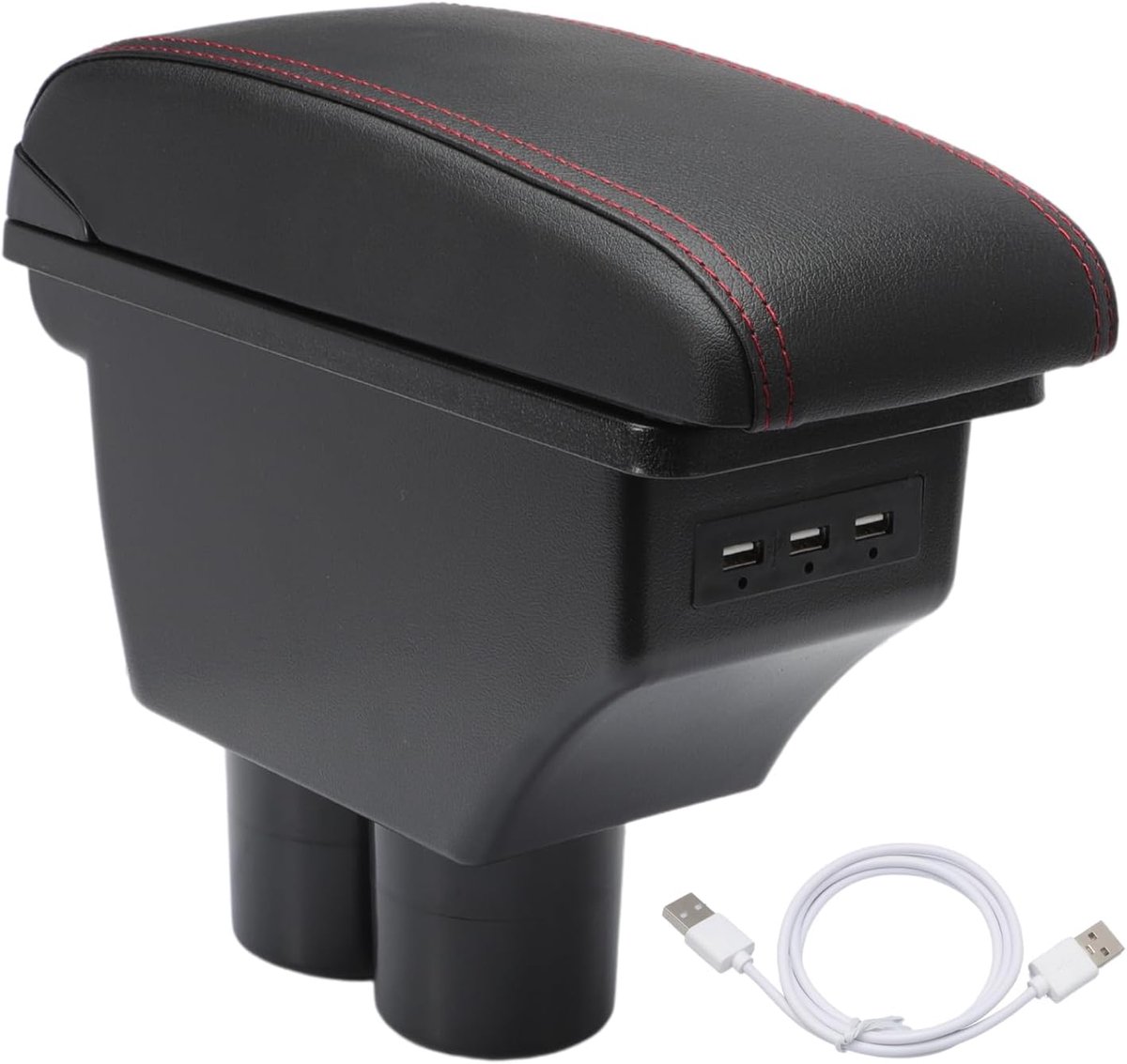Centerconsole armsteun met opbergvak - ABS en PU leer - 3 USB oplaadpoorten - Handig voor onderweg - ShopVlot